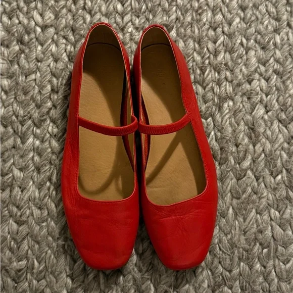 Madewell Greta Red Leather Flats - Picture 2 of 4